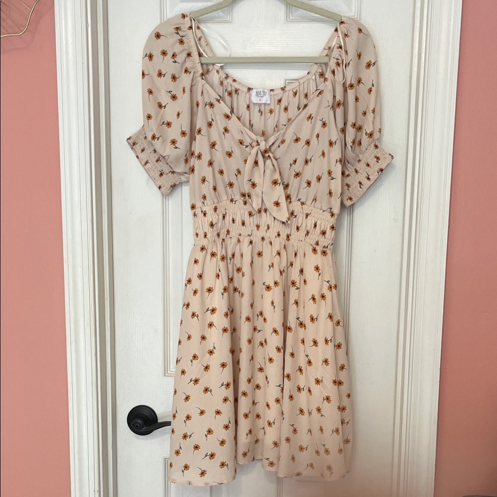 Cream Sunflower Floral Dress